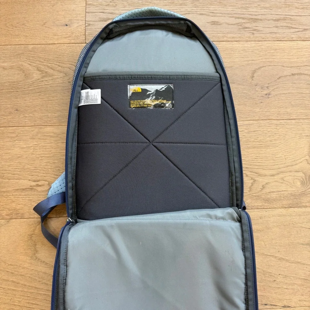 The North Face Microbyte Backpack Grey Navy Blue Laptop Bag NF00CTJ9